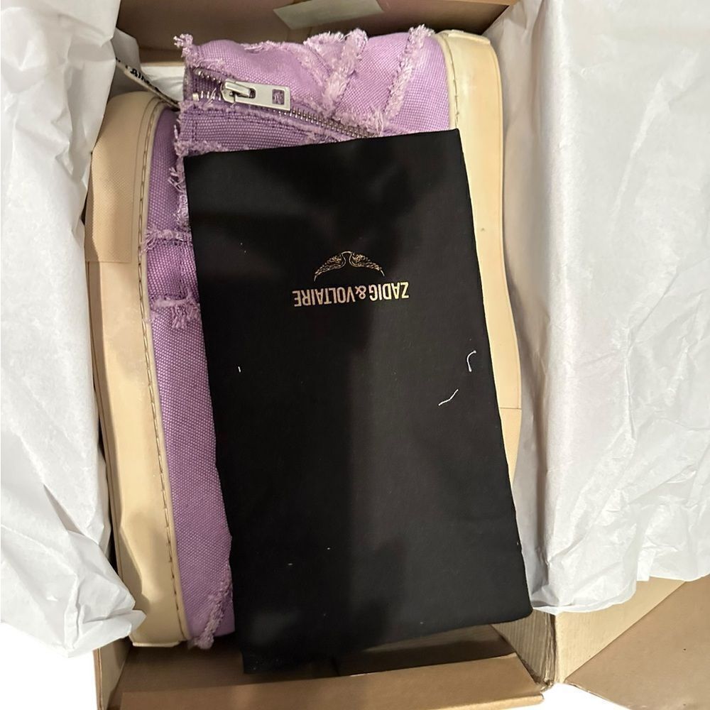 Zadig and Voltaire High Flash Canvas Boomerang Purple High Top Sneakers| Size 40 - Picture 9 of 15